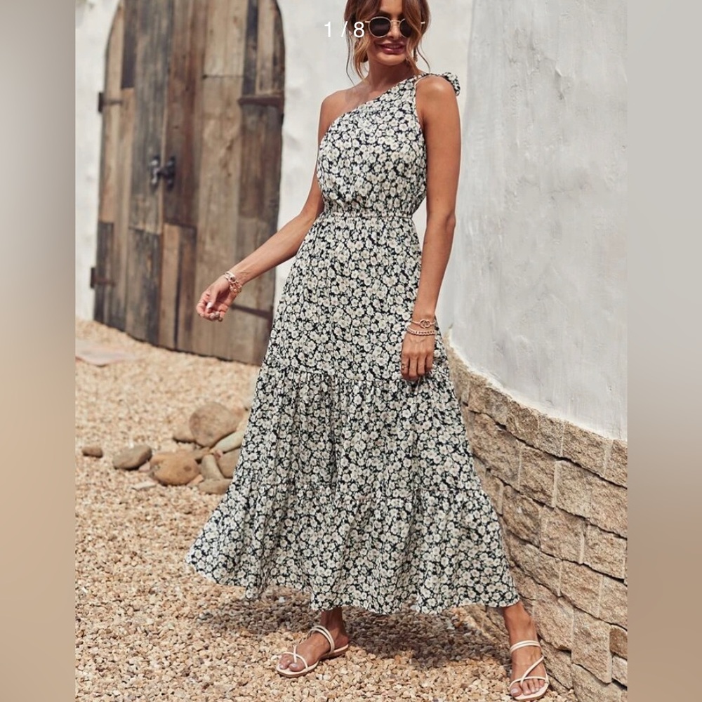 Floral one should a line maxi dress